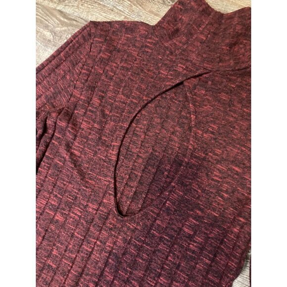 American Eagle Ribbed Mock Neck Dress Heather Burgundy Keyhole Back Size S/P - Picture 7 of 9